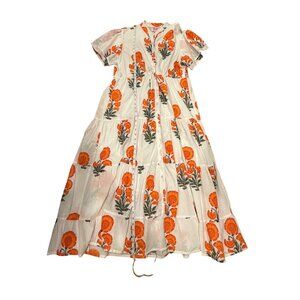Victoria Dunn White and Orange Floral Maxi Dress